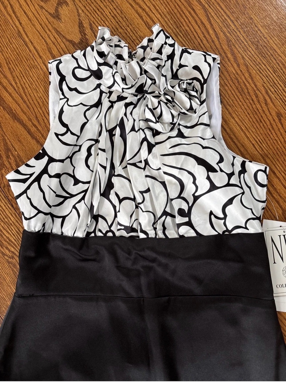 NW Collecrion Black white midi Cocktail dress sleeveless sz 10